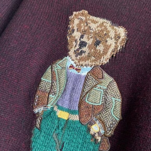 Polo Ralph Lauren Maroon Sweater with Bear Motif - Picture 2 of 6